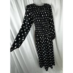 H&M Midi Dress, Polka Dots, Black & Off White, Sz: M, 51-29